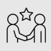 Two stick figures shaking hands with a star above them, symbolizing collaboration or achievement.