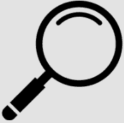 Icon of a magnifying glass with a simple black outline on a light gray background.